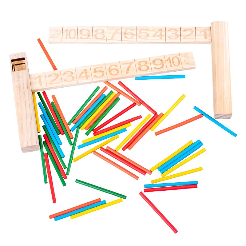 Деревянная игрушка материалы montessori деревянные игрушечные счеты подсчета палки