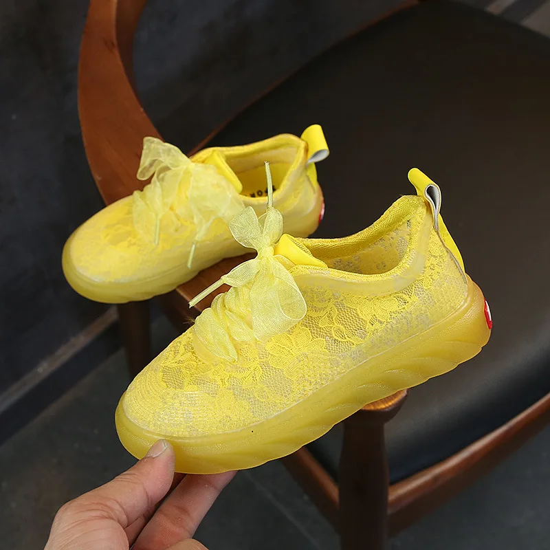 Autumn Kids Shoes 2018 Fashion Lace Mesh Casual Children Sneakers Girl Princess Breathable Sport Shoe Lacing Party Dress |
