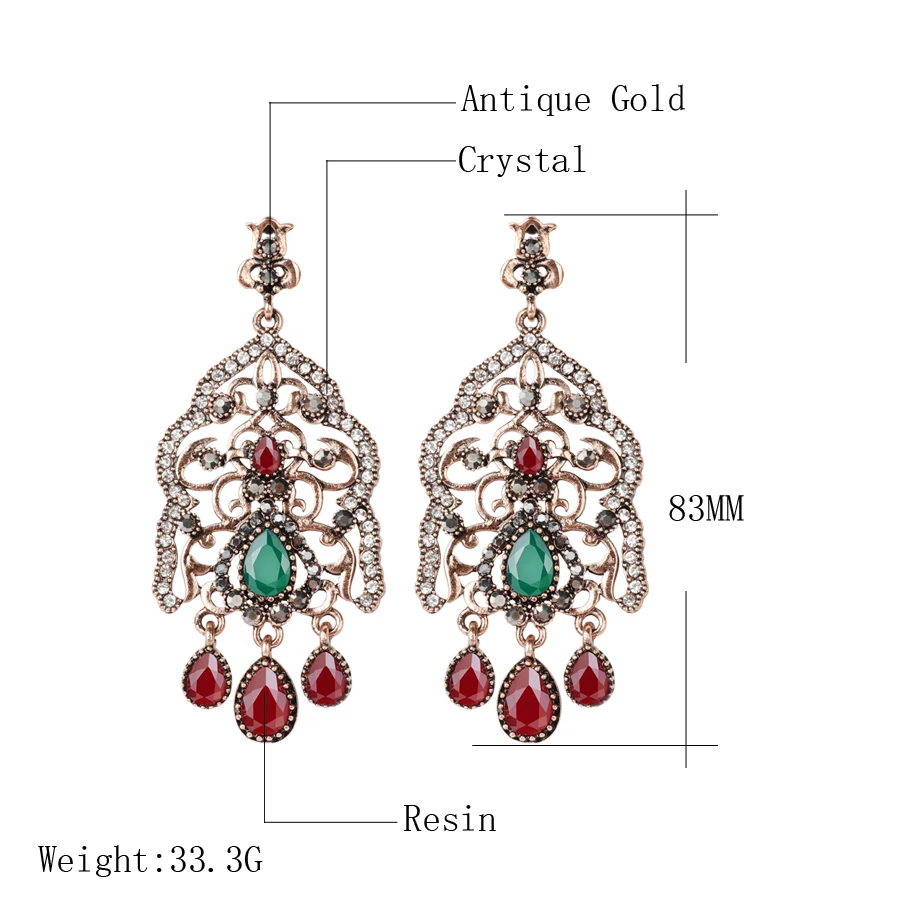 Женские серьги-капельки Kinel большие Винтажные серьги с золотыми кристаллами в