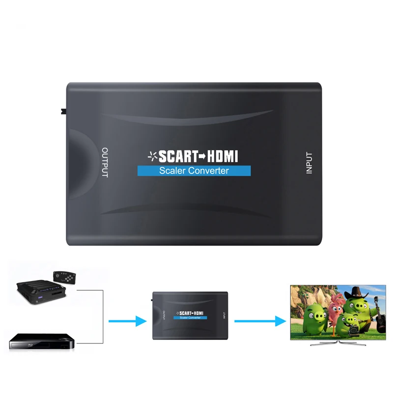 Переходник Prozor для 1080p Scart в HDMI адаптер 720p аудио и видео высококачественный с usb