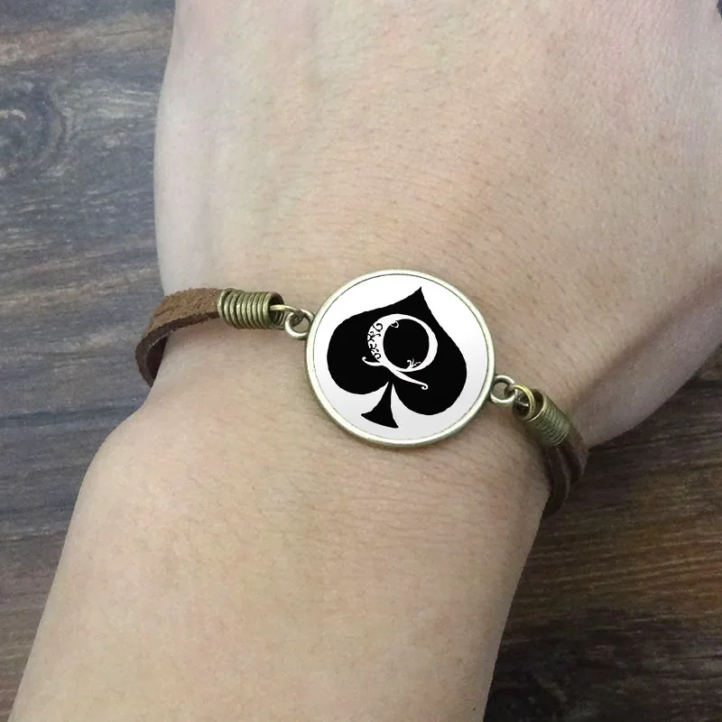 Старинные ювелирные изделия стеклянные кабошоны браслет лопаты для игры в покер