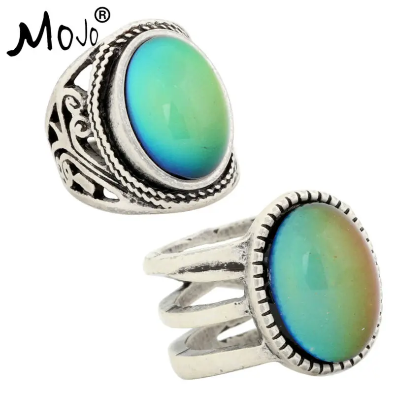 

2PCS Vintage Ring Set of Rings on Fingers Mood Ring That Changes Color Wedding Rings of Strength for Women Men Jewelry RS019-018