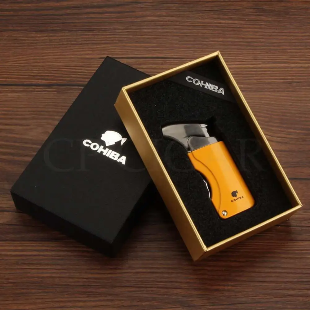 Зажигалка для сигар COHIBA ветрозащитная сигарет роскошная газовая зажигалка с 1