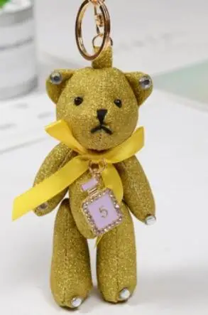 yellow Новая мода милый в виде животного мягкая набивная Кукла Медведь брелок для сумки телефона подвесной автомобильный держатель для ключей popobe хмурый брелок подарки - Цвет: yellow