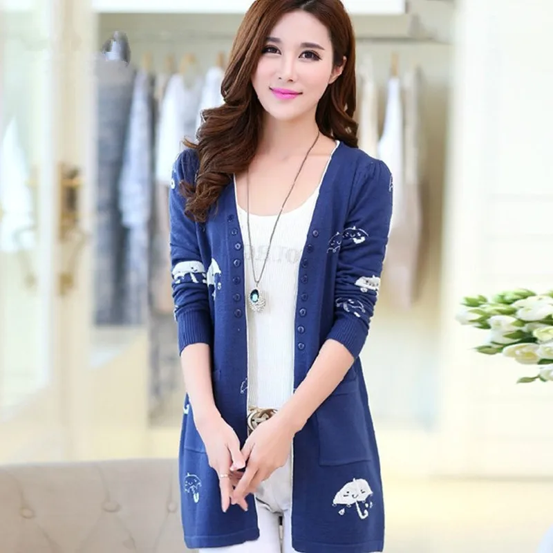 poncho feminino 2018 Cardigan Women Knitted sweater Long-sleeve Tops Long Cardigans Spring and Autumn umbrella Sweaters |