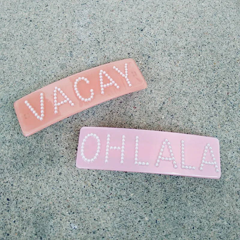 Письмо охлада VACAY Стразы с жемчугом заколка для волос женщин модная пряжка в