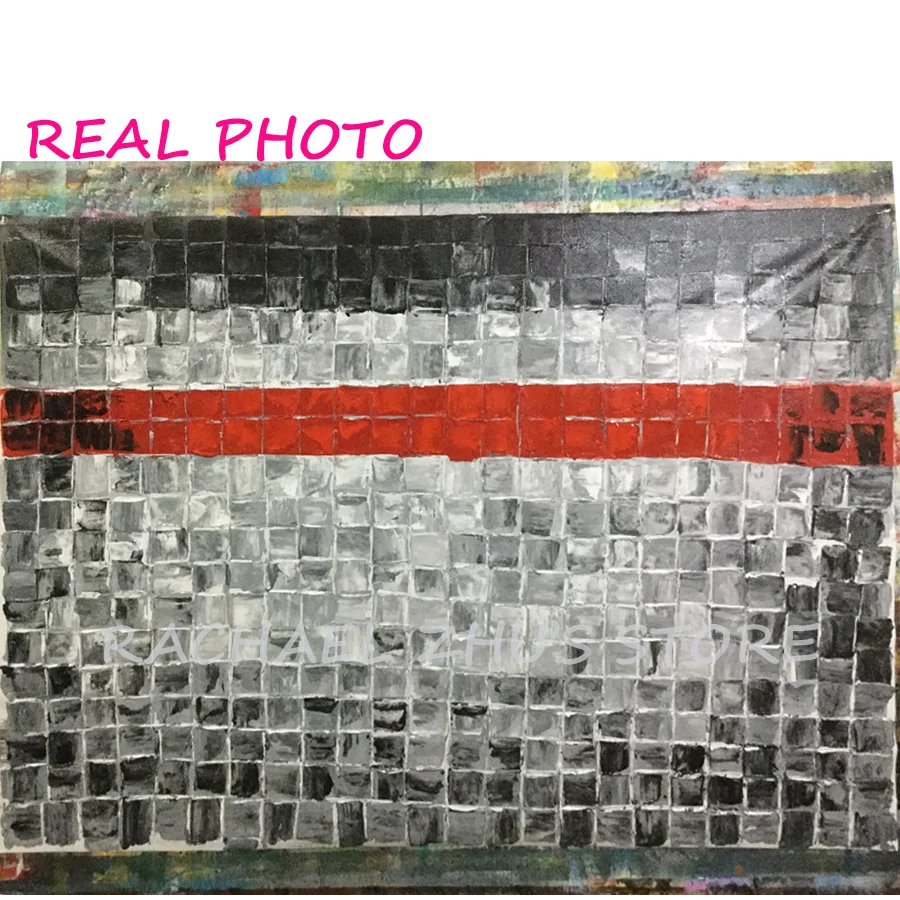 

Hand Painted Palette Knife Abstract Oil Painting Gray Red Color Art Picture Wall Art For Living Room Home Decoration Pictures