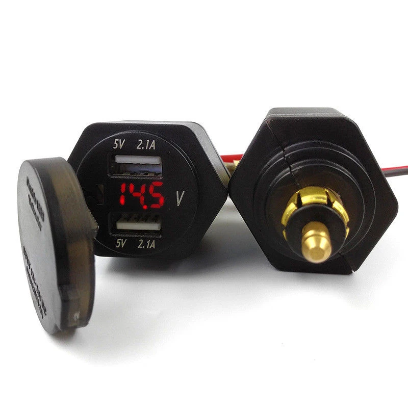 

Motorcycle Dual USB Charger Adapter For Hella/DIN BMW Style Power Socket 4.2amp