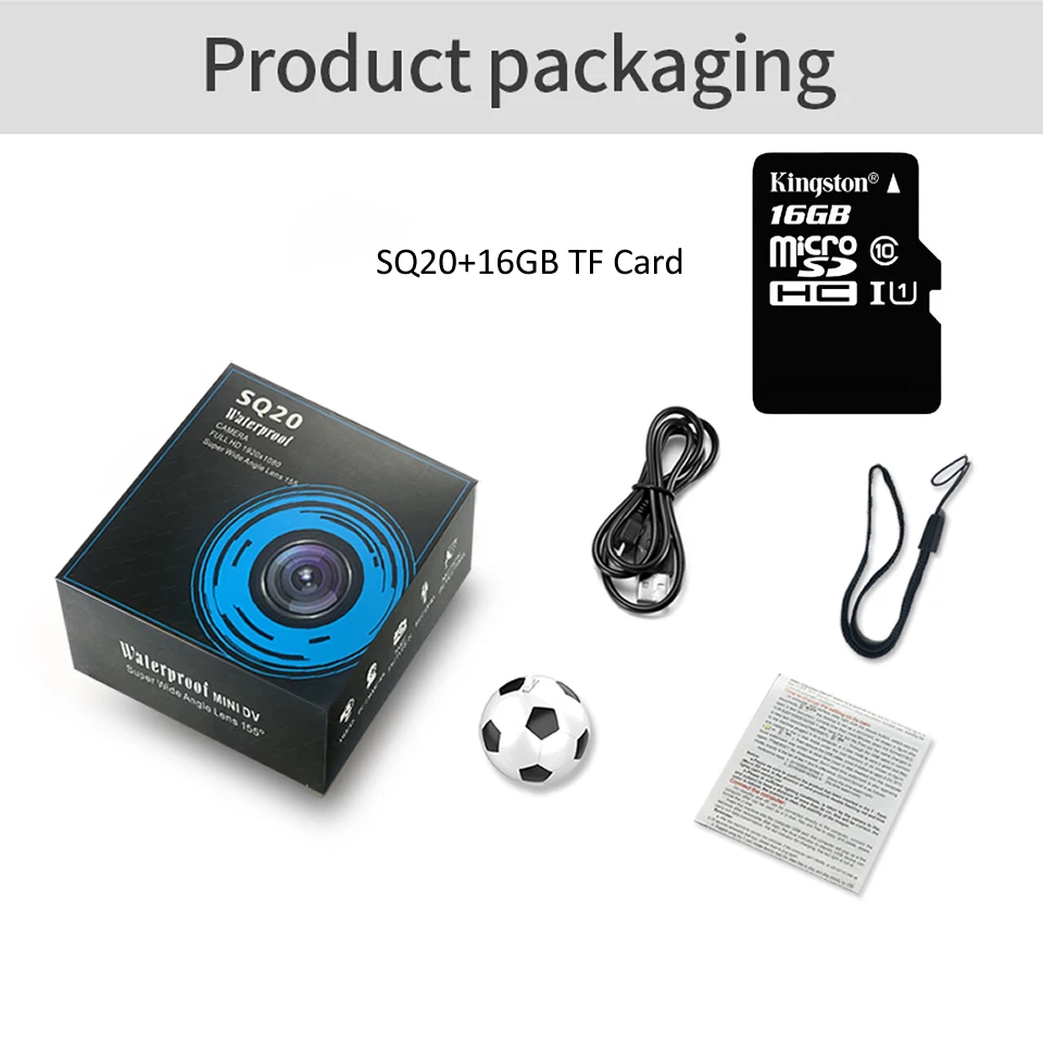 SQ20Add16GBTFCard Wsdcam Mini Camera HD 1080P Sensor Night Vision Camcorder Motion DVR Micro Camera Sport DV Video Small Recorder Camera Cam SQ20 - Color: SQ20Add16GBTFCard