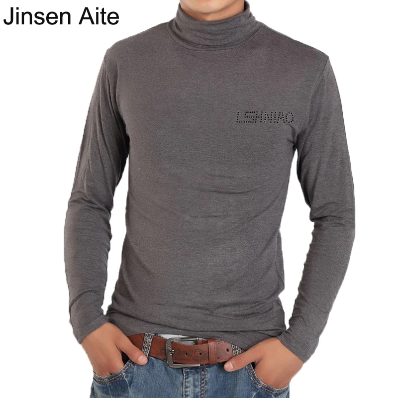 

Jinsen Aite большой размер Женская Новинка весенне-осенняя Повседневная Модальная футболка с длинным рукавом для мужчин водолазка фитнес-рубаш...