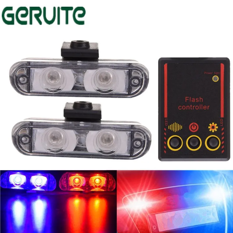 Светодиодный высокое Яркость 12V 2X2 4 светодиодный красный/синие огни для