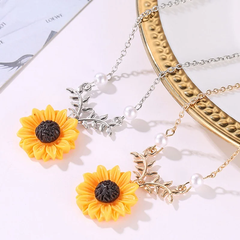 Модный Нежный подсолнечник подвеска ожерелье для женщин творческие ювелирные