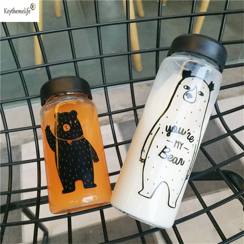 Бутылка для воды с мультяшным медведем пластиковая Герметичная посуда напитков