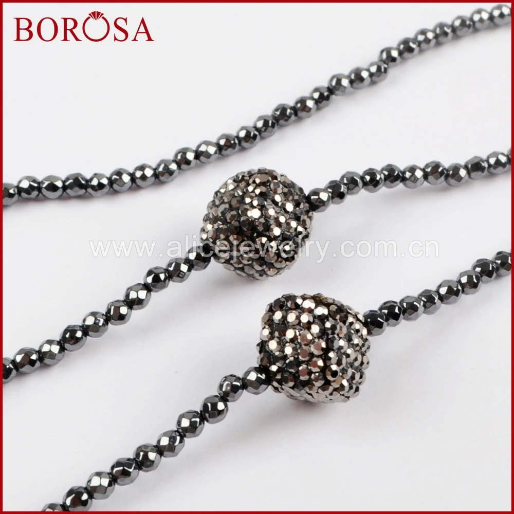 BOROSA Druzy 3 шт. подвески в виде тигрового глаза 36 дюймов длинные черные бусы ожерелья
