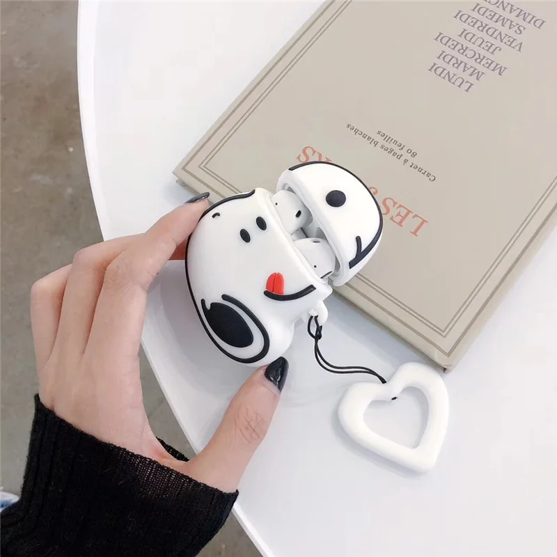Силиконовый чехол для AirPods милый защитный чехол Bluetooth чехол для наушников Apple Airpods2 аксессуары с кольцом Charlie коричневый