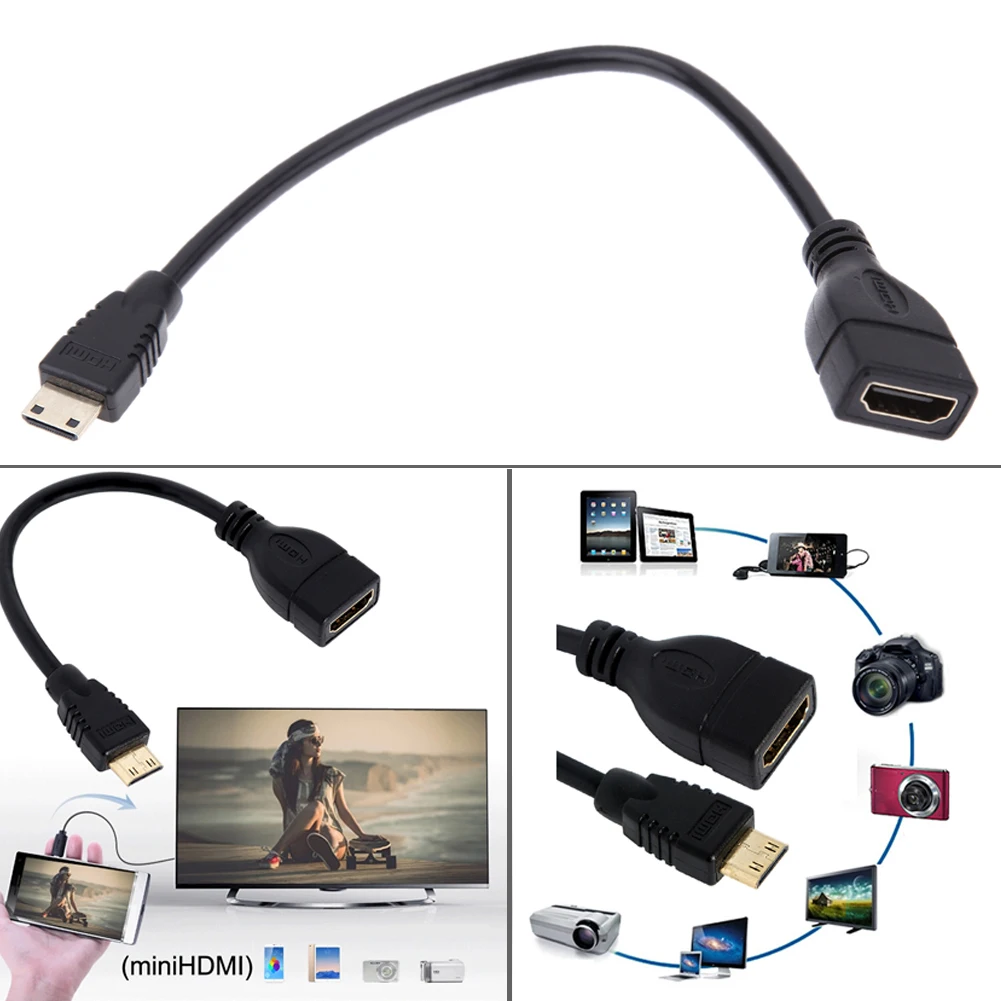 Мини HDMI Мужской к HDMI Женский конвертер Кабель-адаптер Шнур 1080P мини HDMI к HDMI адаптер для ноутбука компьютера высокого качества переходник
