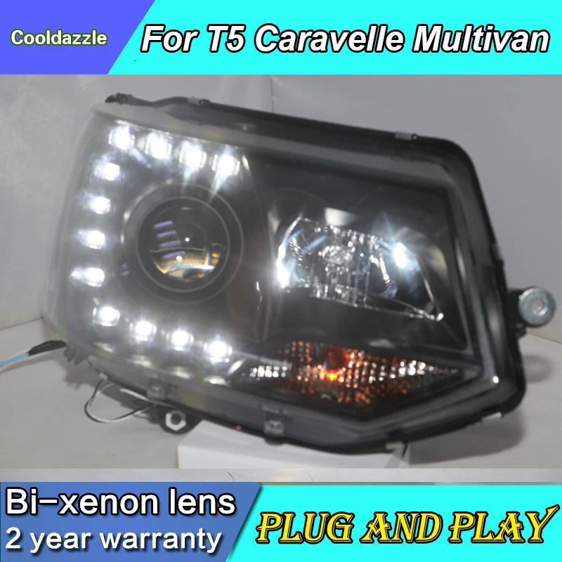Для Volkswagen T5 Caravelle Multivan светодиодный фар 2010 2011 2012 2013 год светодиодные передние фары с Габаритные огни