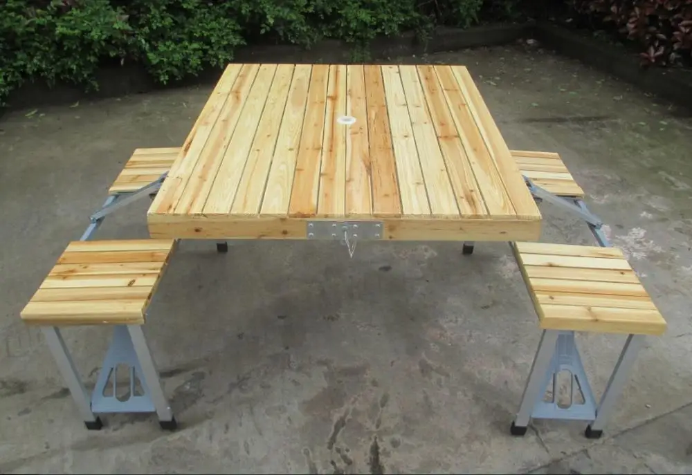 Открытый Портативный дерева один кусок складной integrated стол|folding wooden outdoor table|outdoor