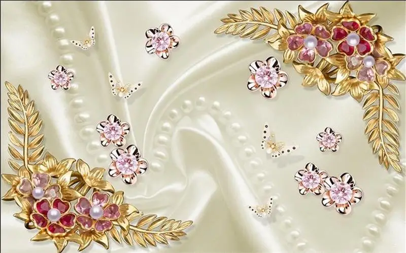 Обои для гостиной на заказ роспись 3d фото алмазные жемчужные цветы картина стену