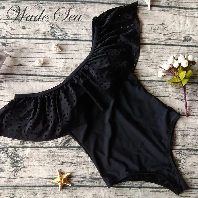 Оборчатый Одна деталь купальник пикантные однотонные Кружево полый Мягкий
