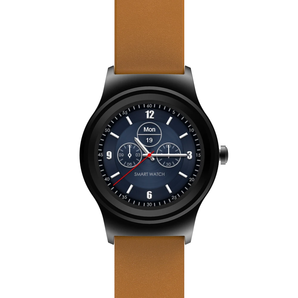 Black Brown PU Умные часы 1," ips дисплей MTK2503A трекер активности Smartwatch 300 мАч 128 МБ+ 64 Мб управление музыкой дистанционная камера умные часы - Цвет: Black Brown PU