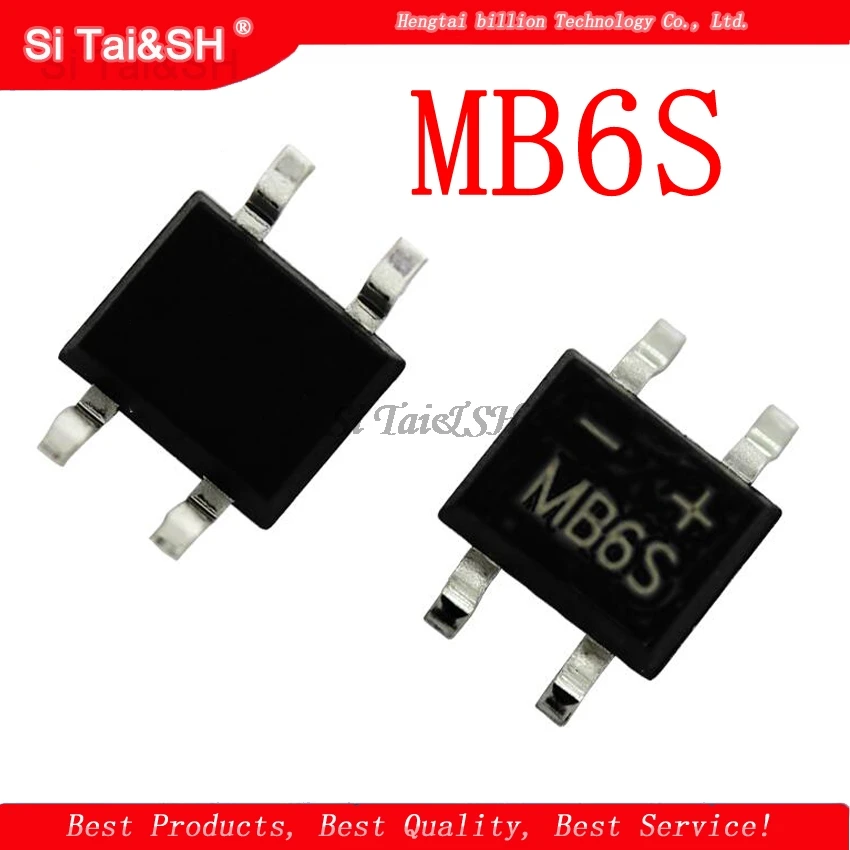 50 шт. 600 в 0.5A СОП 4 SMD Выпрямитель диодный мост mb6s|Интегральные схемы| |