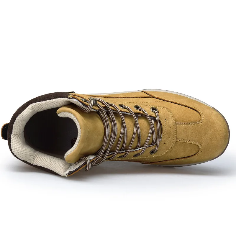 Мужские ботинки на резиновой подошве коричневые черные или желтые теплые из