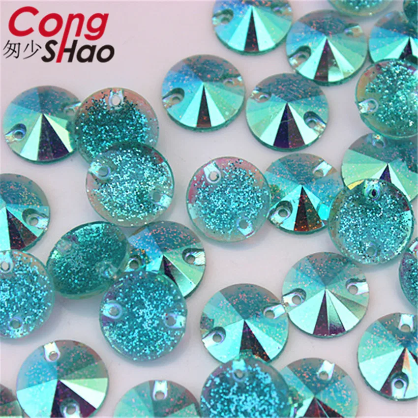 Cong Shao 100 шт. 12 мм блестящие AB цветные круглой формы стразы с плоской задней