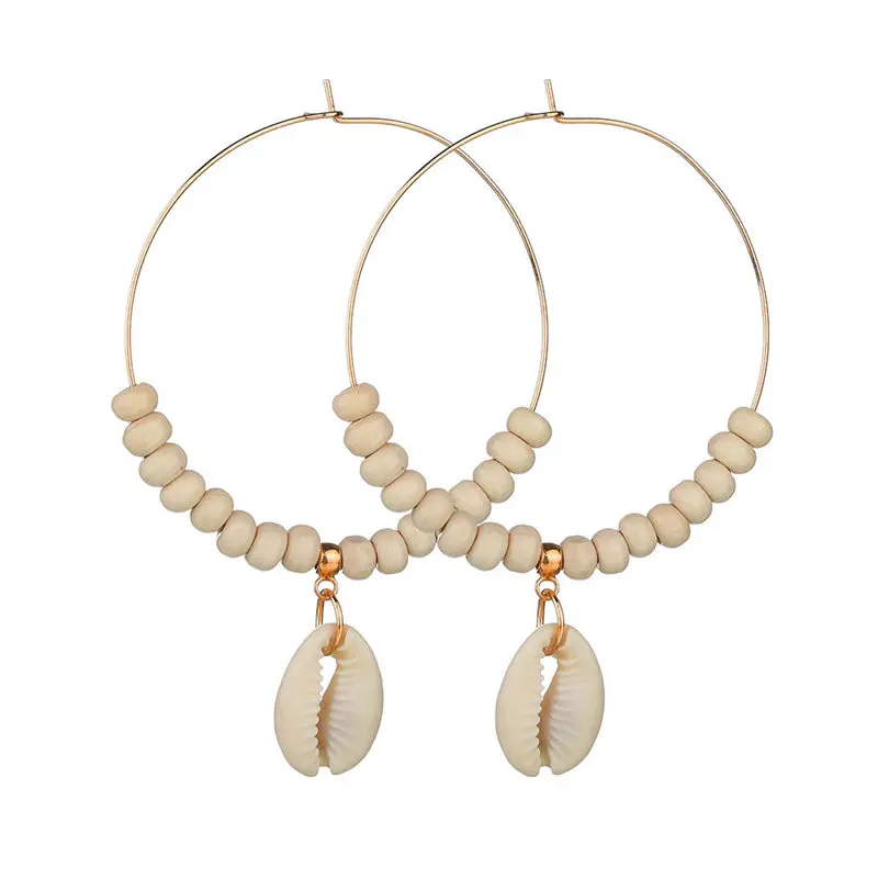 

Fashion Bohemian Natural Sea Shell Earrings For Women Geometric Big Circle Earrings 2019 Female Dangle Earrings Beach Jewelry