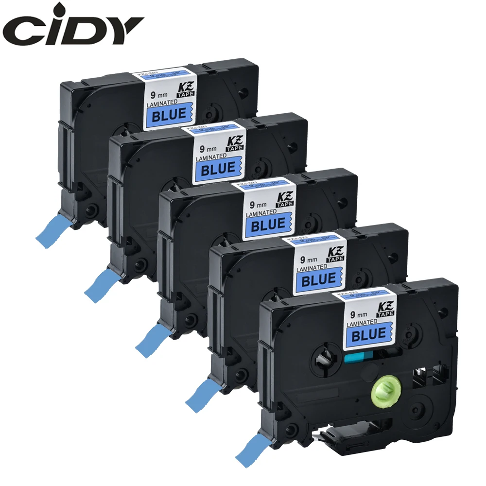 

CIDY 5 rolls Black on blue TZe521 TZe 521 P Touch Label Tape Compatible for Brother tz521 tz 521 tz-521 tze-521 laminated tapes