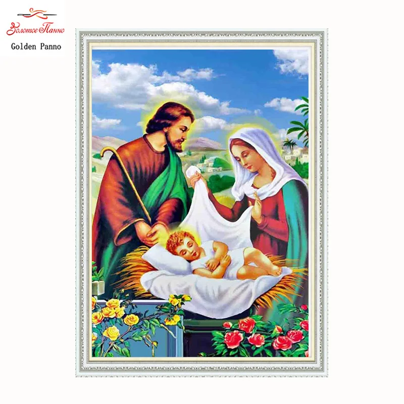 Golden Panno Needlework DIY DMC Cross stitch Sets For Embroidery kits Precise unprinted religion Patterns Counted Cross-stitch07 | Дом и сад