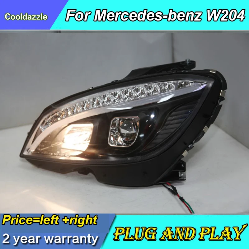 Для Mercedes-Benz W204 светодиодный налобный фонарь 2007 2008 2009 2010 2011 головной светильник передние фары с дневными ходовыми светильник