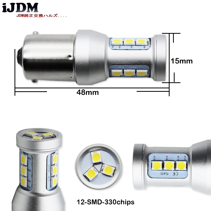 IJDM Автомобильный задний светильник 1156 светодиодный Canbus BA15S/P21W BAU15S/PY21W S25 3030 12SMD 12В