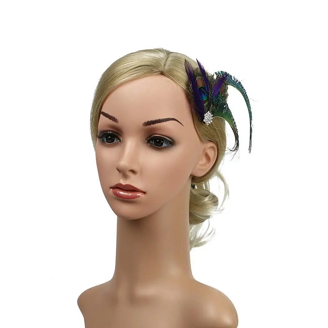 Заколка для волос с перьями павлина повседневные вечерние сценические и т. д.