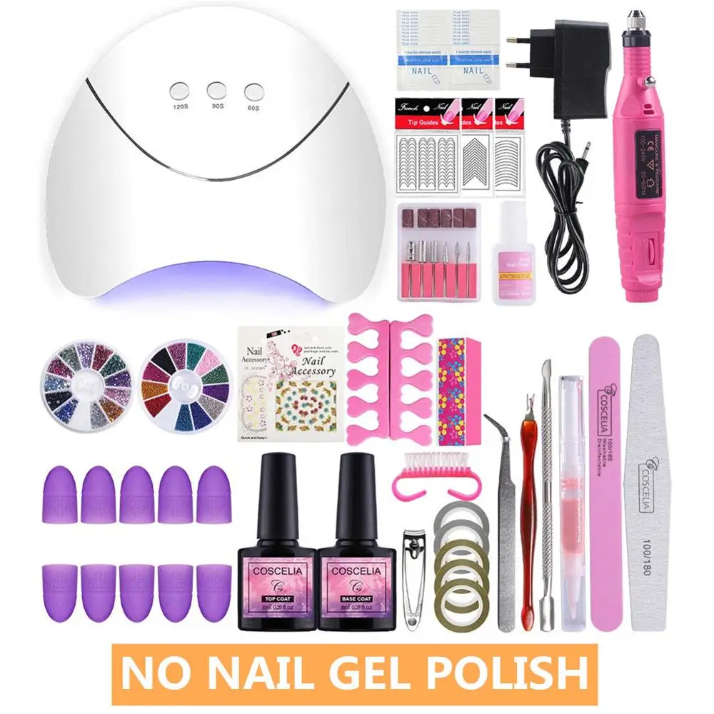 NO GEL SET COSCELIA 10 шт. набор гель-лаков для ногтей с инструментами 36 Вт лампа маникюрный набор для гель-лака кисточки для маникюра Нейл-арт набор для ногтей - Цвет: NO GEL SET