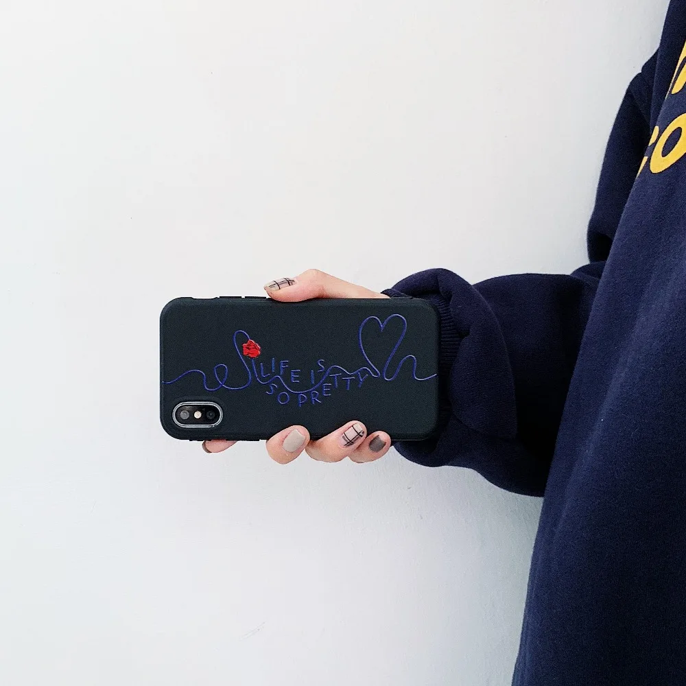 Oryksz Симпатичные тапочки с узором в виде сердца цветочный чехол для iPhone X XR XS макс 7
