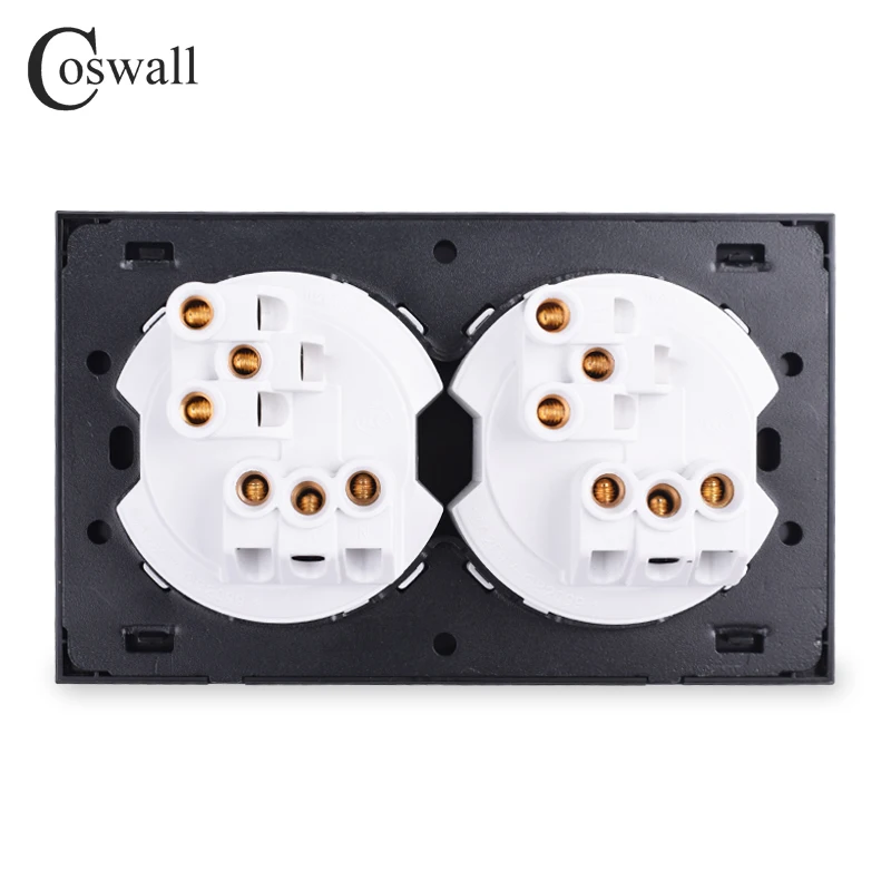 Coswall, полностью стеклянная панель, 13А, 2 комплекта, универсальная настенная розетка, 2 комплекта, 2 способа включения/выключения, переключатель через светильник, переключаемый светодиодный индикатор