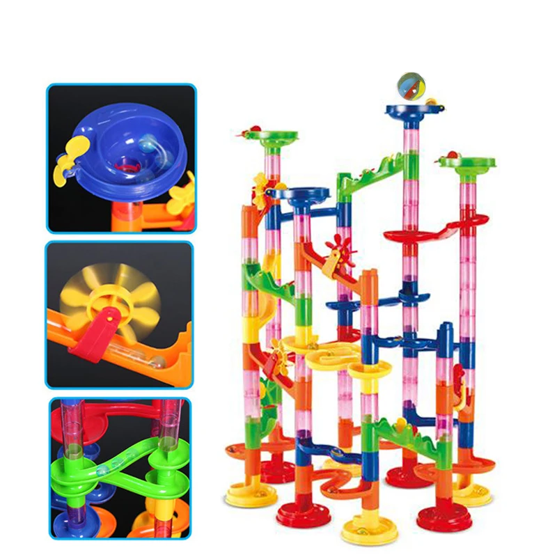 

Glass Beads Run Ball Roller Coaster Building Block Construction Model 105 PCS Marble Race Run Maze Ball Good Toys for Children