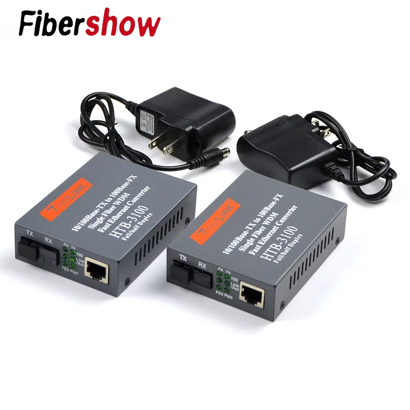 

Media Converter HTB-3100 Fiber Optical Single Mode Single Fiber SC Port 20KM External Power Supply 10/100M 2 Pair