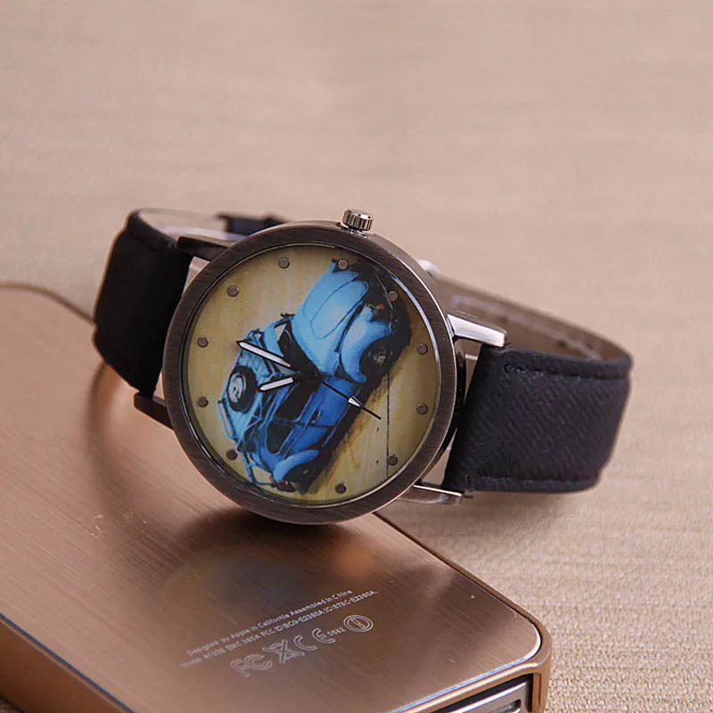 Часы Relojes Mujer Ретро стиль с рисунком автомобиля модные женские часы для девушек