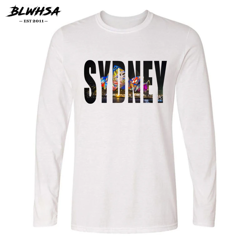 Мужская хлопковая футболка с длинным рукавом принтом и принтом|t shirts for men|brand t