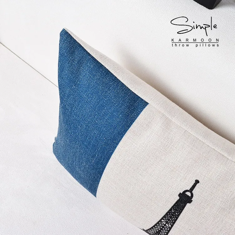 France Flag Paris Linen Cushion Cover Eiffel Tower Building Throw Pillow Case Decorative Lumbar 30x50 45x45 Decor | Дом и сад