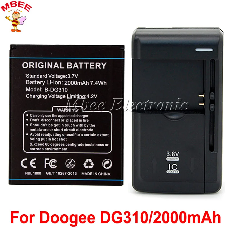 

1 лот = 1 шт. настенное зарядное устройство + 1 шт. Для Doogee DG310 Аккумулятор Bateria Batterij Аккумулятор AKKU B-DG310