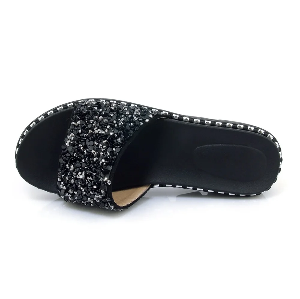 Showfun микрофибры обувь Летняя женская вне камуфляж bling на плоской платформе