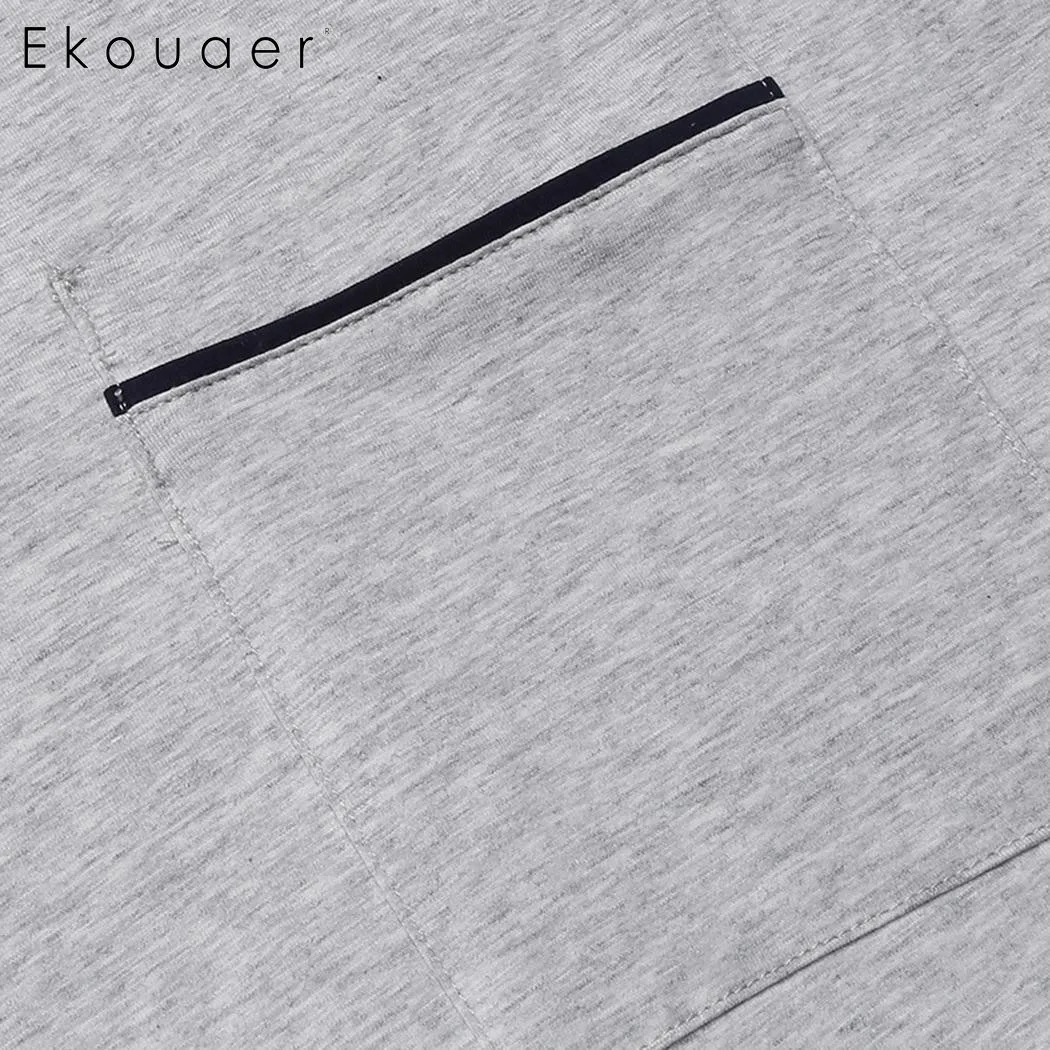 Ekouaer Мужская Повседневная Пижама Хлопковая пижама топ с v образным вырезом и
