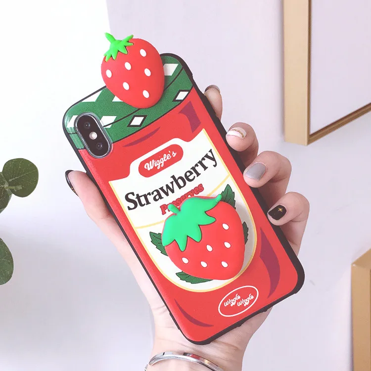 As shown in SAM S10 plus милый 3D чехол для телефона с клубничным джемом для samsung Galaxy S7 S8 S9plus S10E note8/note9 фрукты мягкий чехол+ подставка+ ремень - Цвет: As shown in