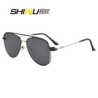 shinu retro round glasses women men full rim metal frame myopia spectacle frame polarized sunglasses men clip on two used