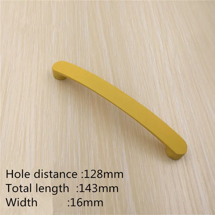 yellow 128mm KK& FING современные многоцветные ручки для шкафа из алюминиевого сплава кухонные ручки для выдвижных ящиков мебельная фурнитура - Цвет: yellow 128mm