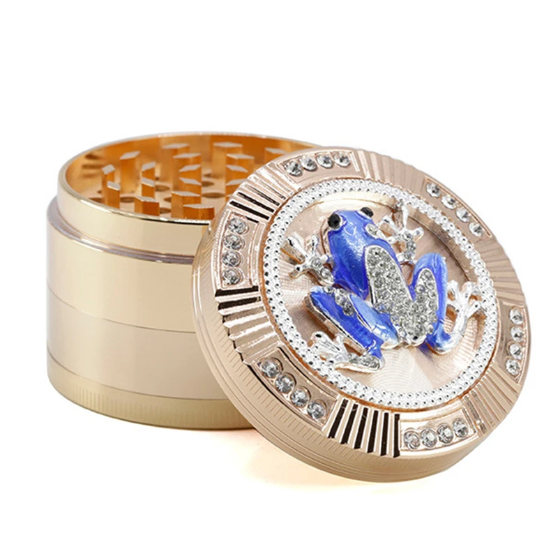 

4 layer 63mm Diamond frog Zinc alloy material grinder smoking herbal grinder tobacco cigarette pipe fittings