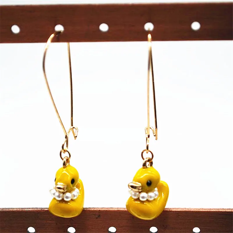 Ladies fashion zinc alloy jewelry Yellow enamel drops glaze ducks cartoon long earrings cute 2017 new | Украшения и аксессуары